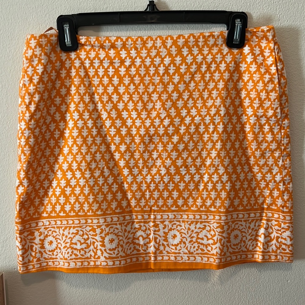 J. Crew Orange Print Mini Skirt